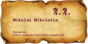 Nikolai Nikoletta névjegykártya